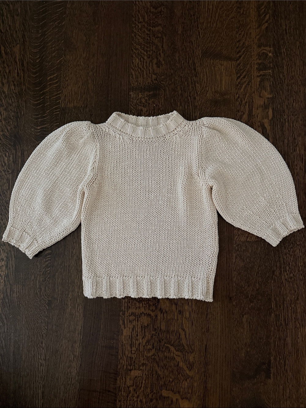 Women’s Ivory Puff-Sleeve Knit Sweater